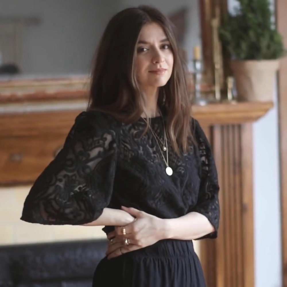 Sezane Gabrielle blouse black FR 34, US 2. NWOT beautiful details!! - Picture 7 of 10